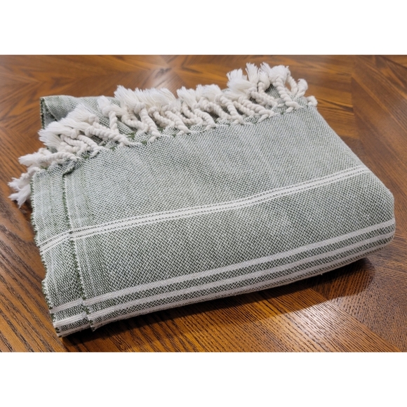 Aubrey personalized Turkish green striped Beach Towel blanket - Picture 14 of 16